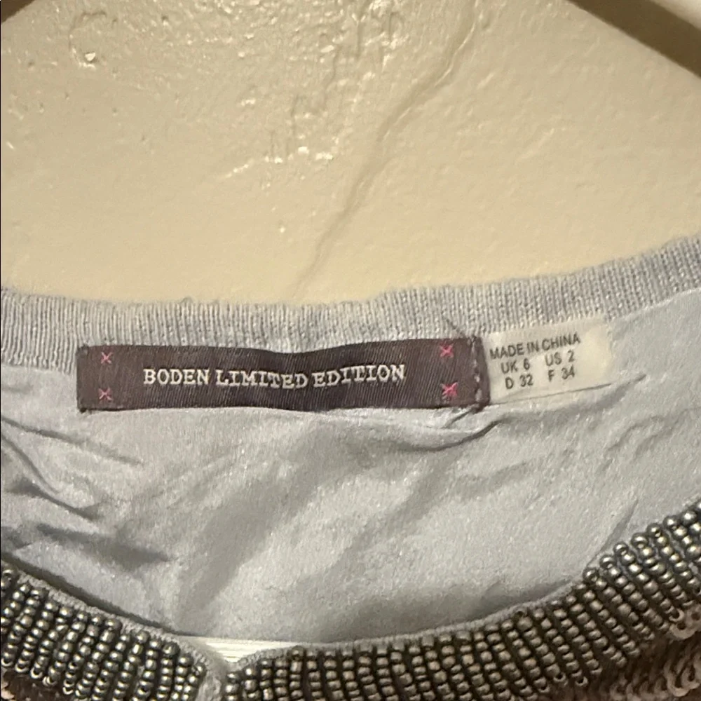 Boden Limited Edition Gray Cardigan Jacket with Sequins and Beaded Trim 2 - Picture 2 of 7